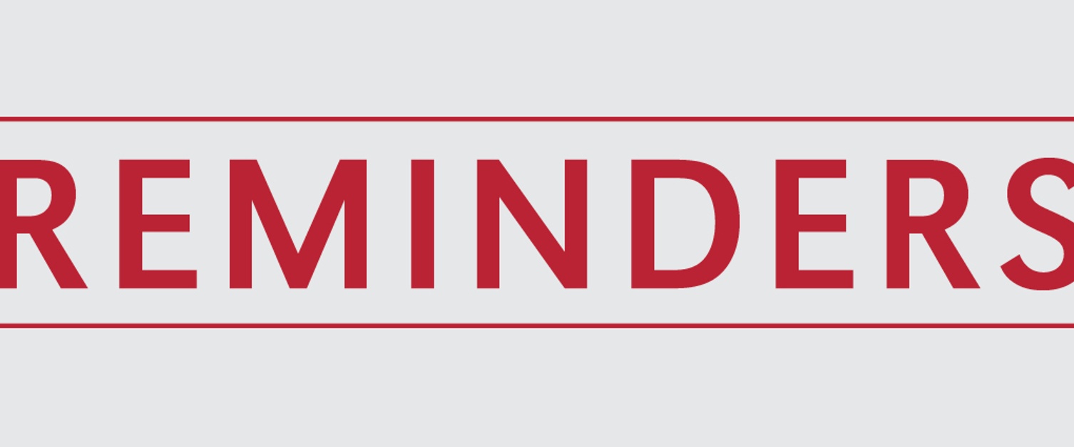 Reminders for March 2026